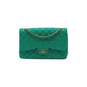 CHANEL Flap Jumbo Lambskin Shoulder Bag In Green